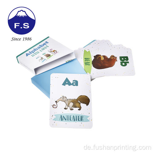 Benutzerdefinierte Pappbriefbrettspiel Animal Alphabet Flash Card